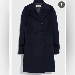 Coach Tailored Wool Coat Peacoat Navy